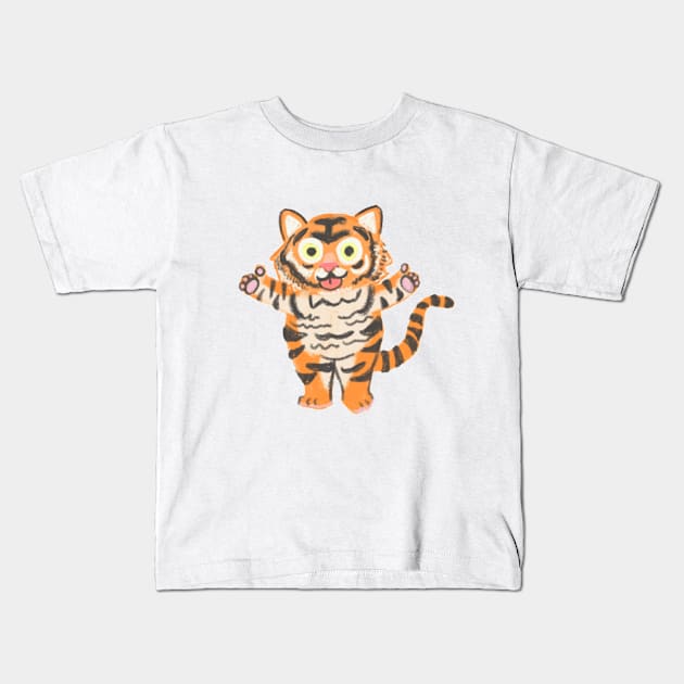 The Happy Tiger Kids T-Shirt by GG Raven Works